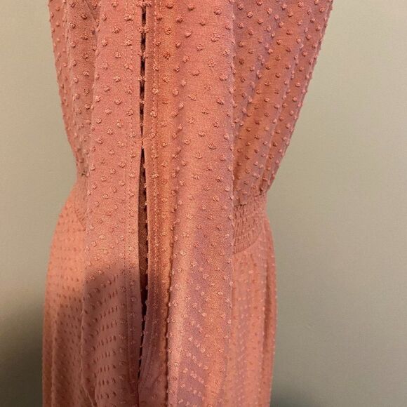 Est. 1946 Smocked Collar French Dot Boho Long Split Sleeve Dress Size L - Picture 9 of 14